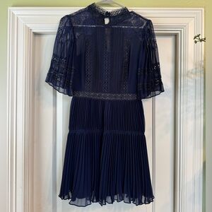 Self Portrait Navy Lace Mini Dress